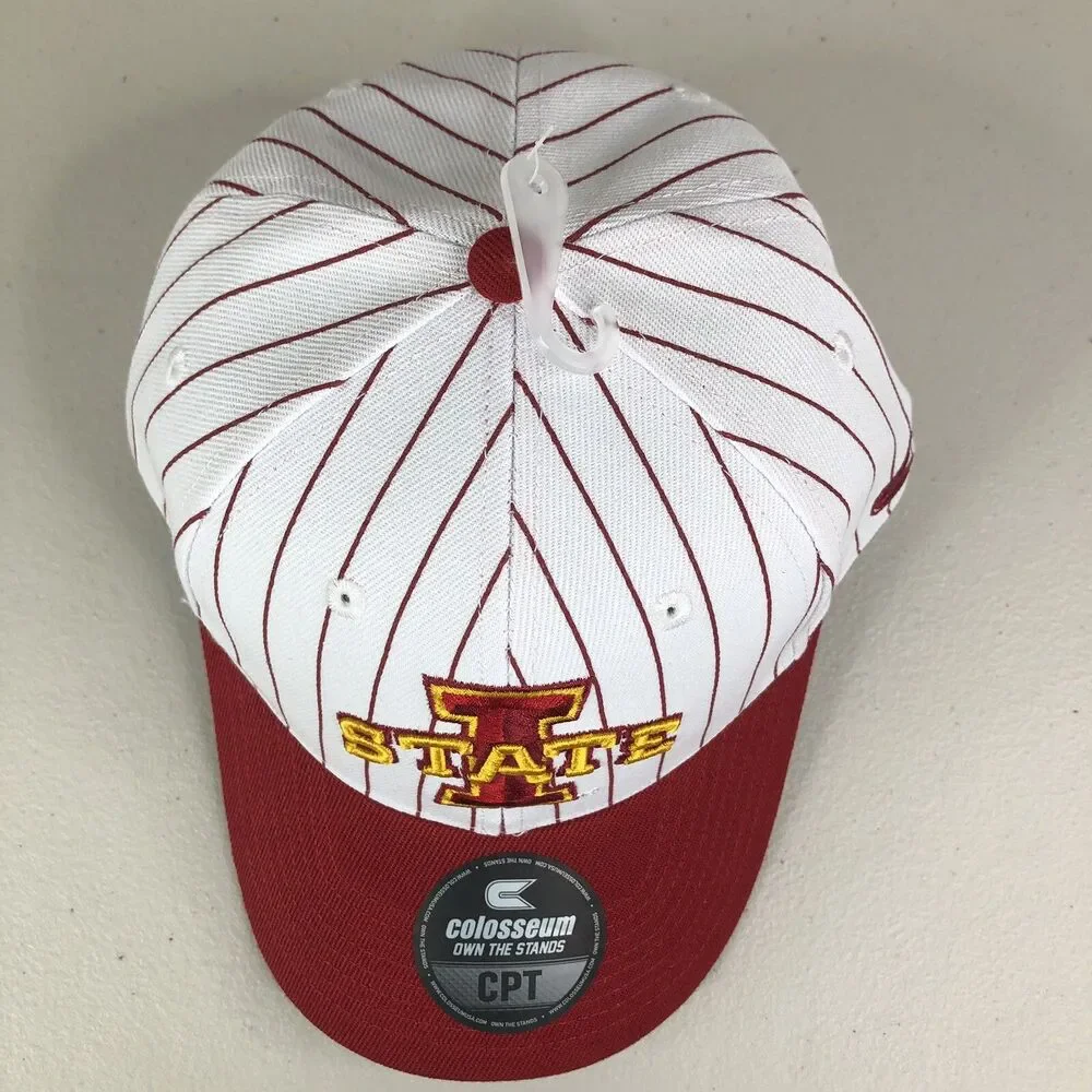 Iowa State Cyclones Hat Cap Snap Back White Red‎ Pinstripe NCAA Adjustable NWT